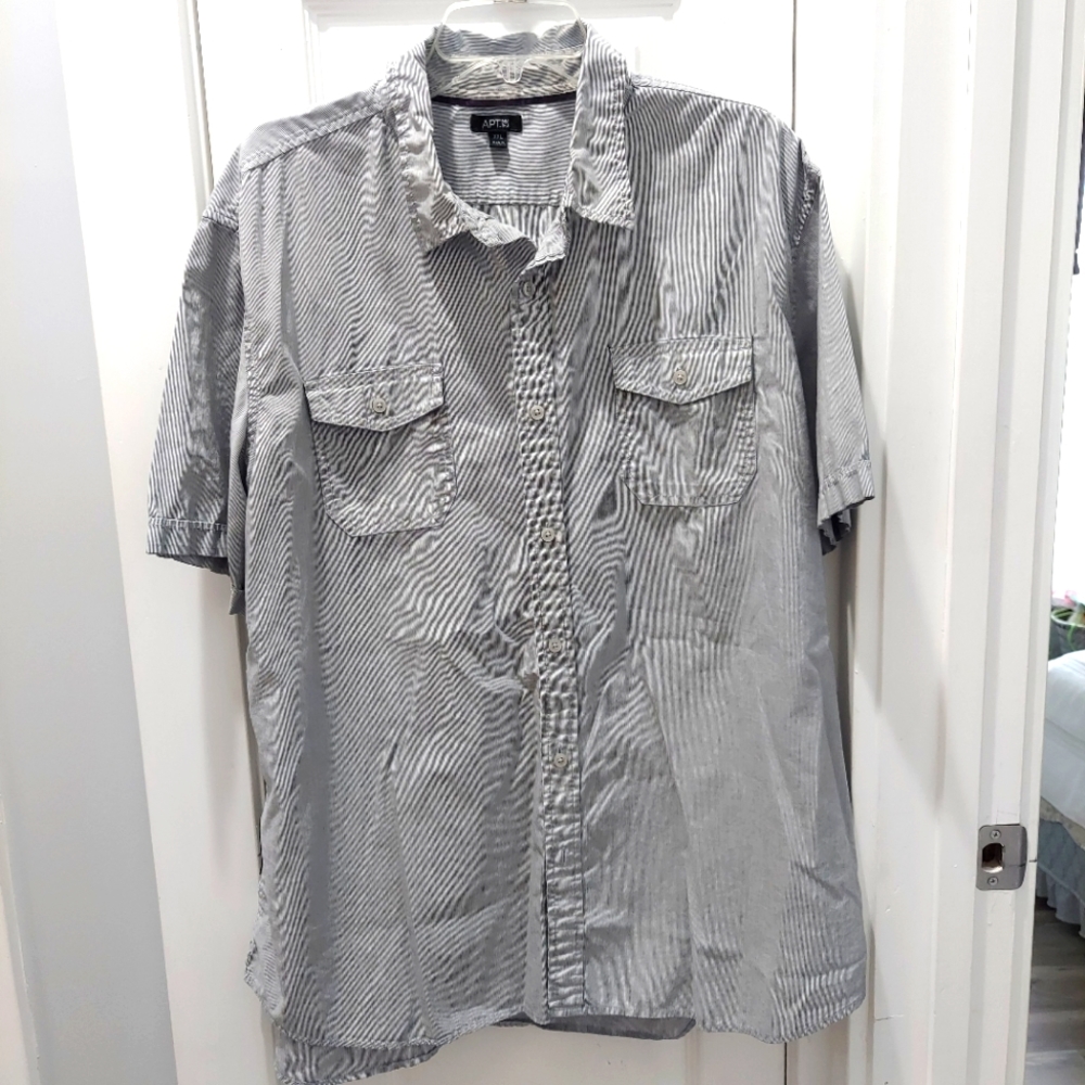 Apt 9 mens short sleeve shirt Stripped Blue White Size XXL